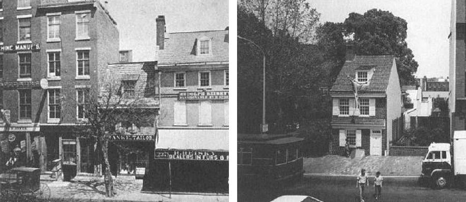 A building standing alone after its neighbors have been demolished