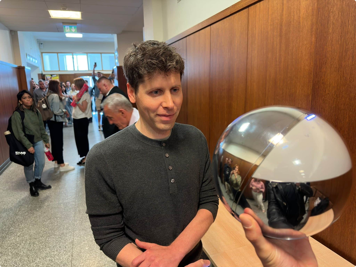 Sam Altman with a World Orb